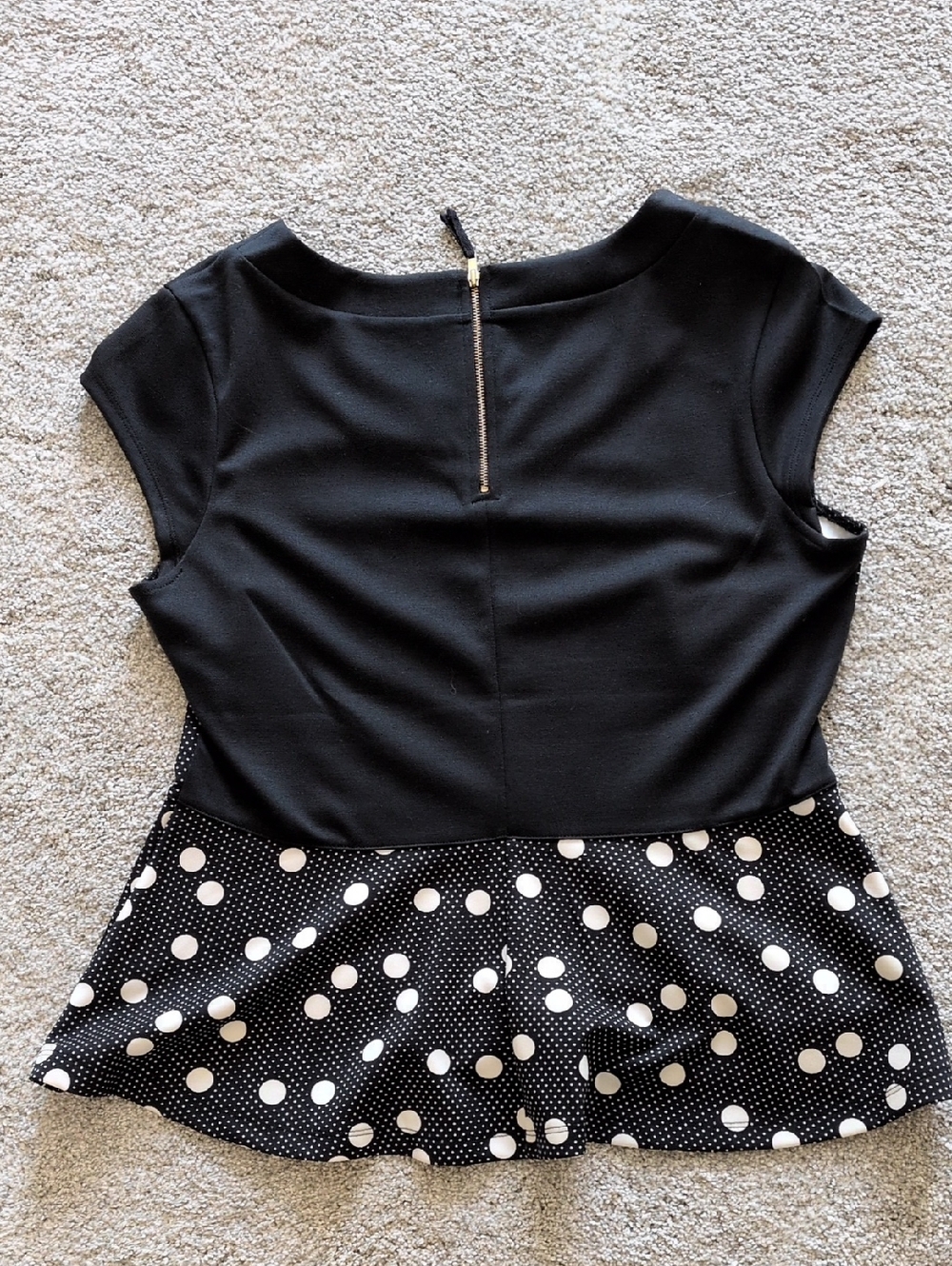 NWOT The Limited black and white polka dot peplum top size large - Picture 3 of 4